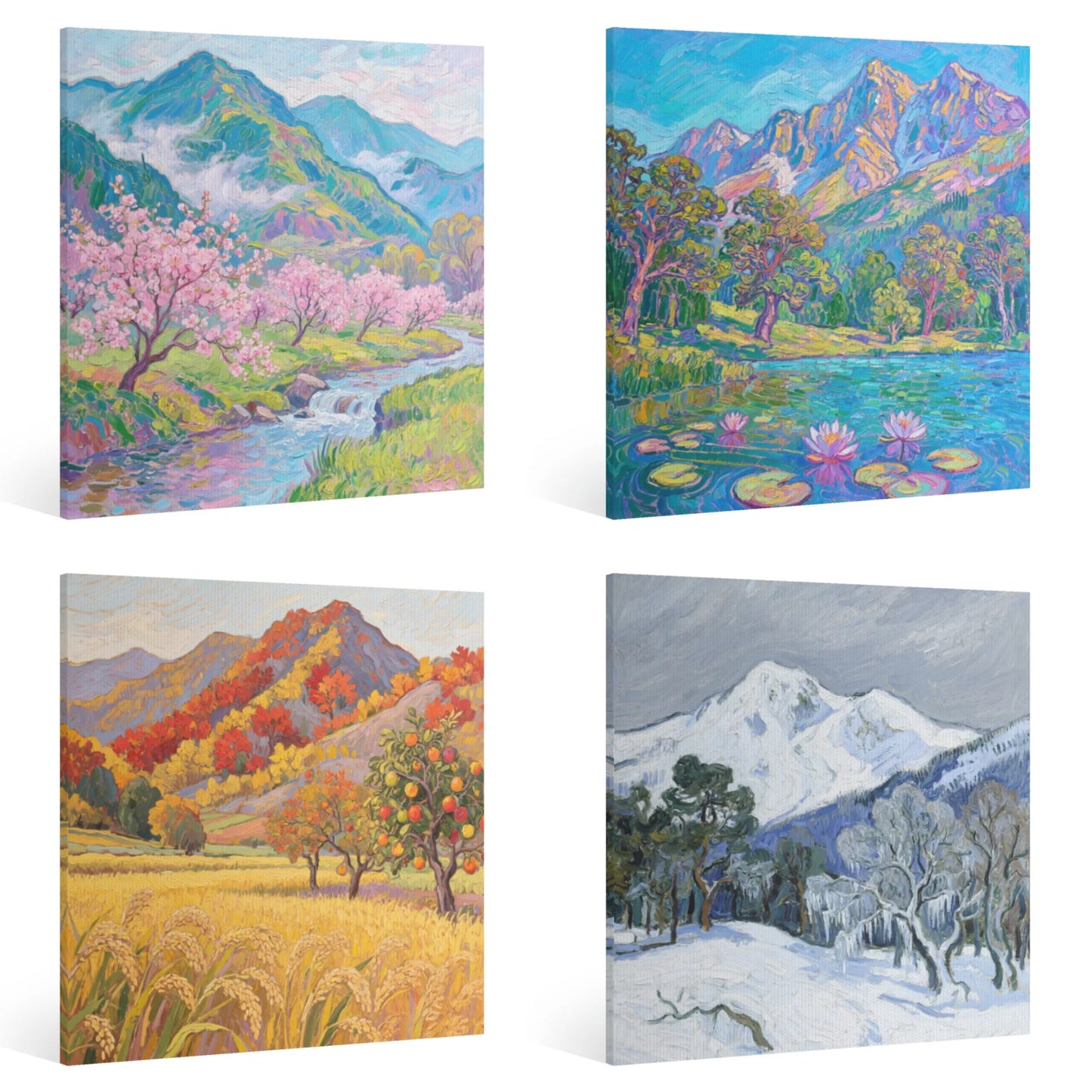Form Four Seasons Canvas Oil Painting Wall Art Decor