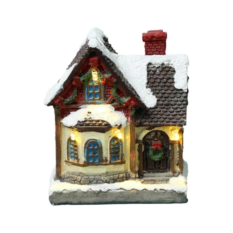 Luminous Resin LED House Village Ornament For Christmas Display