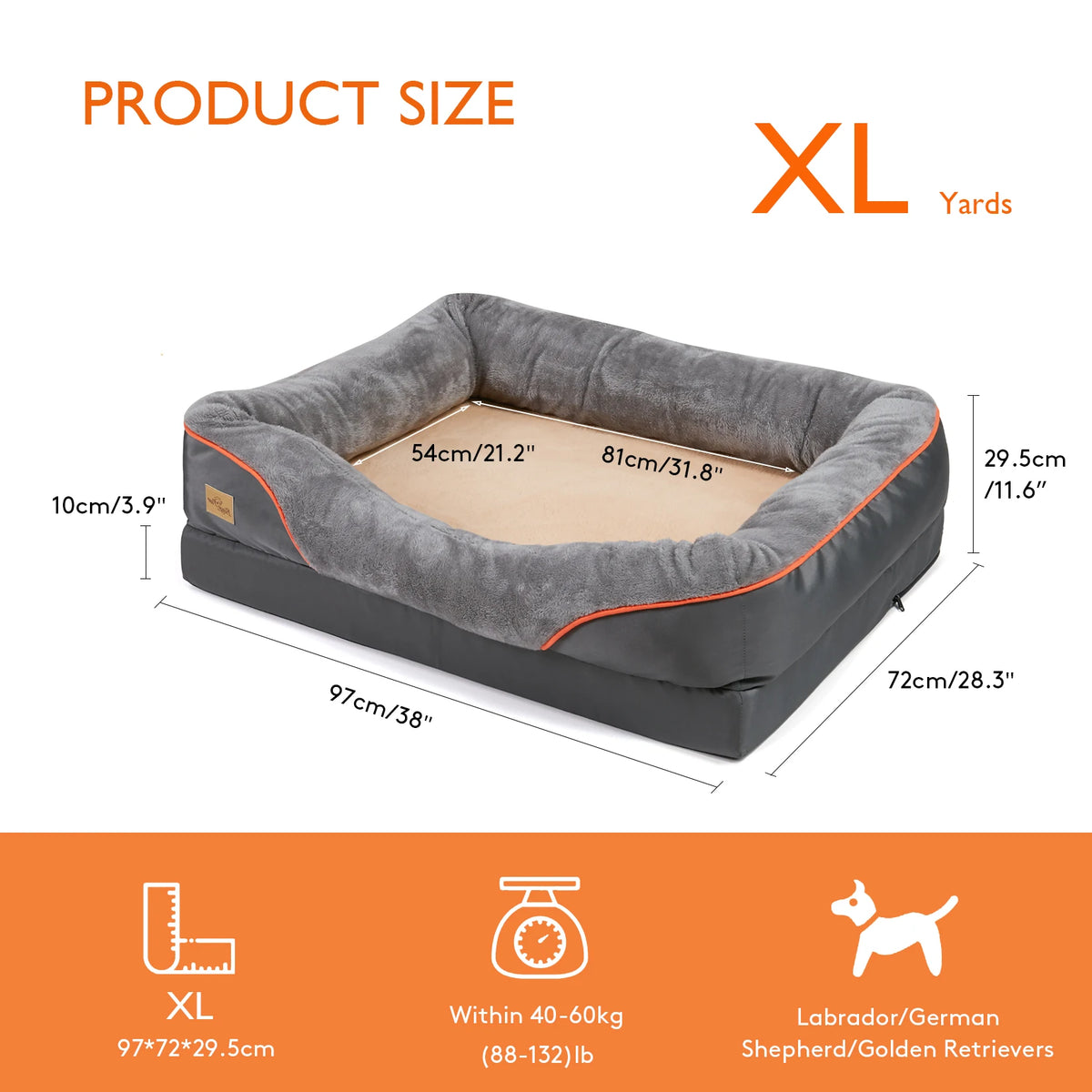 Bingopaw Orthopedic Dog Bed Memory Foam Bolstered Pet Sofa