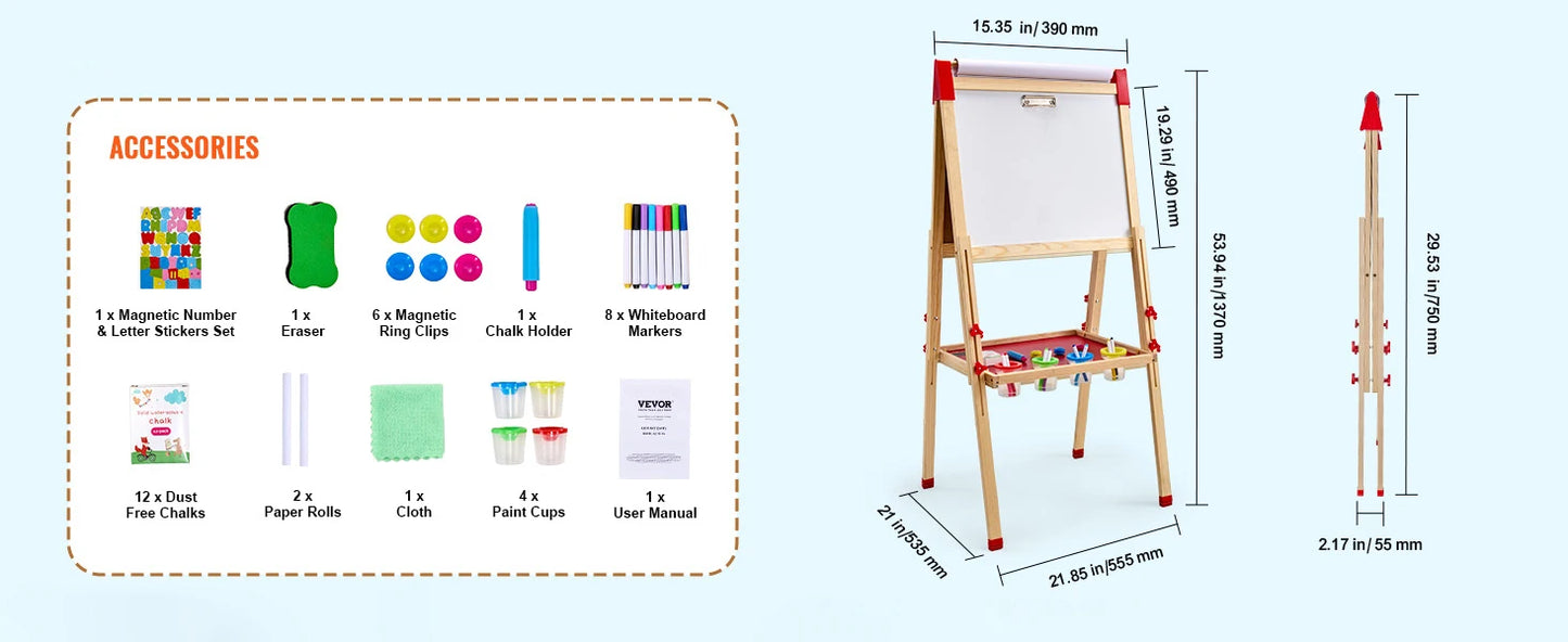 SucceBuy Wooden Magnetic Drawing Board For Kids DoubleSided Whiteboard