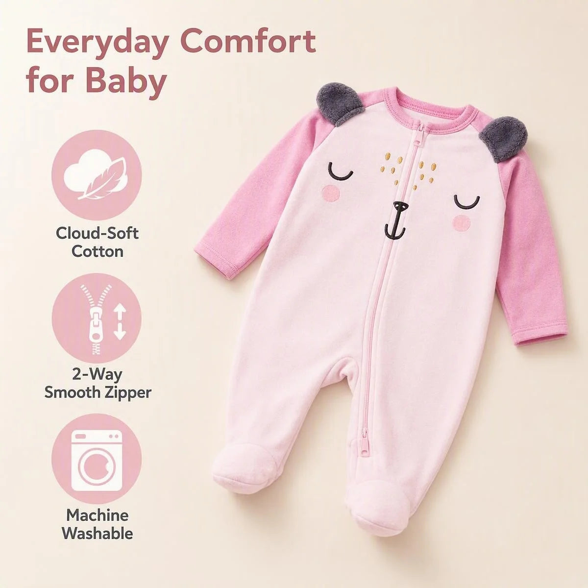 Jy Cozy Cotton Baby Short Sleeve Snap Closure Bodysuit Set