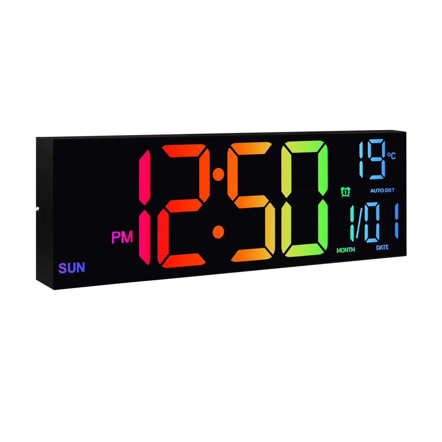 Digital Wall Clock With LED Display Remote Alarm Temperature DST