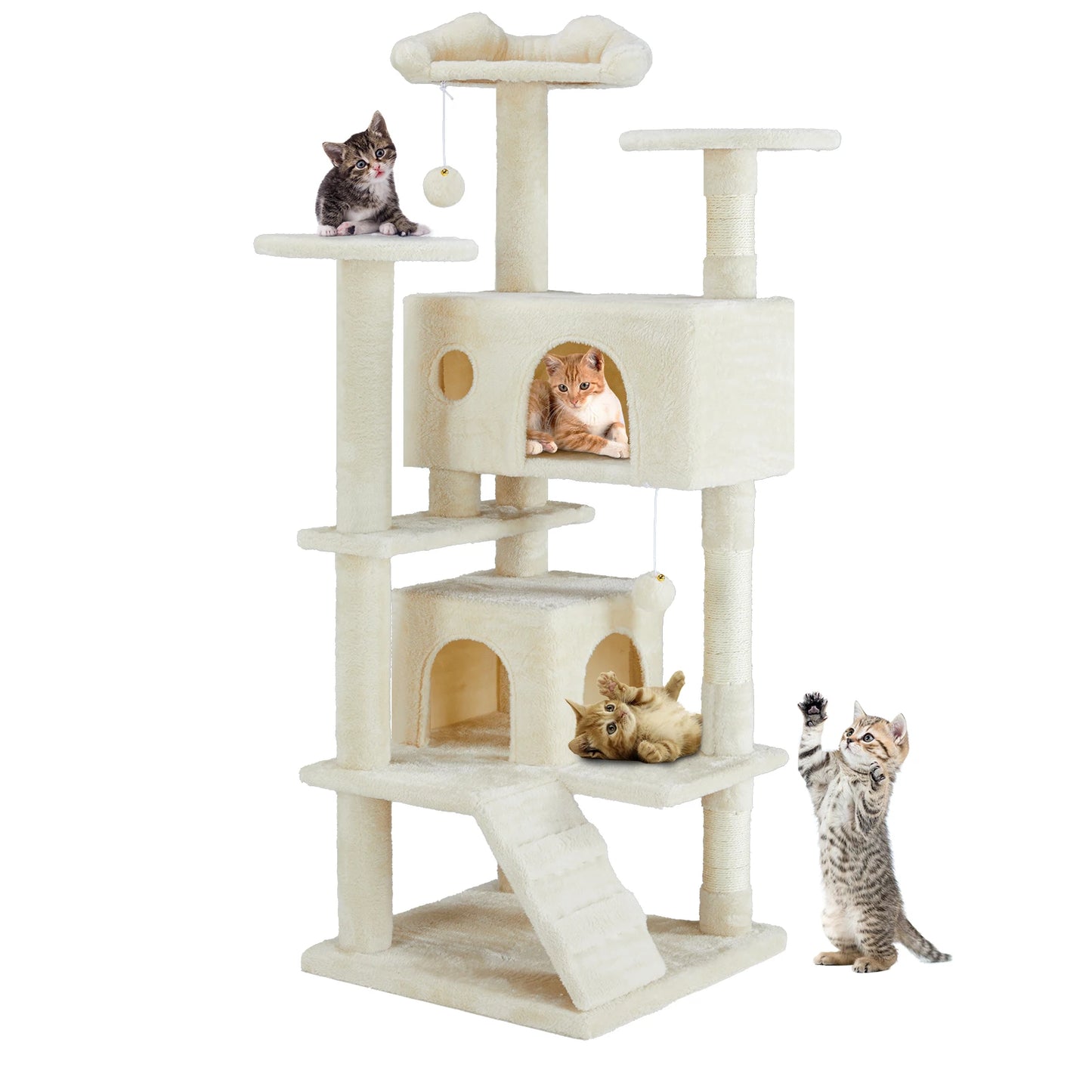 JHK Four-Level Cat Tree Tower Play House With Sisal Scratching