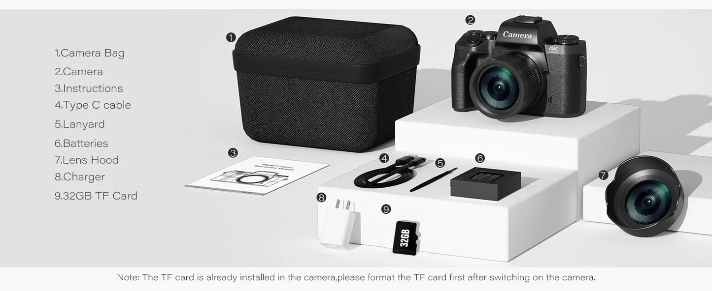 Gavonde 4K 64MP WiFi Vlogging Camera Front and Rear