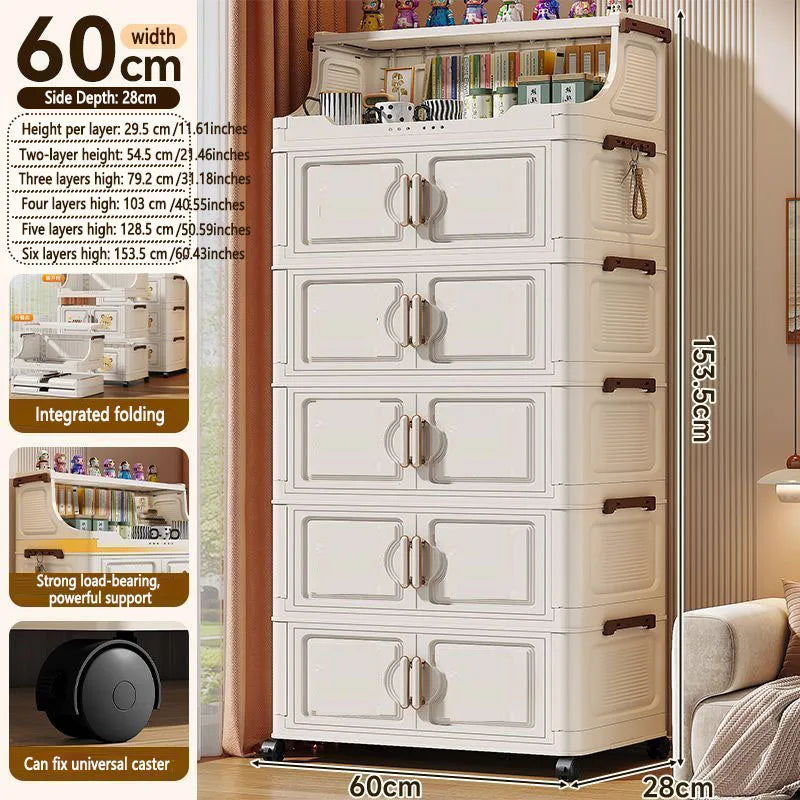 Foldable Plastic Multi Tier Storage Rack For Living Room