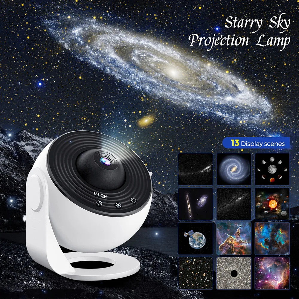 Galaxy Projector for Bedroom, HD Image Star Projector, Adjustable Galaxy Light Knob, 13 Film Discs, Planetarium Projector for Ki