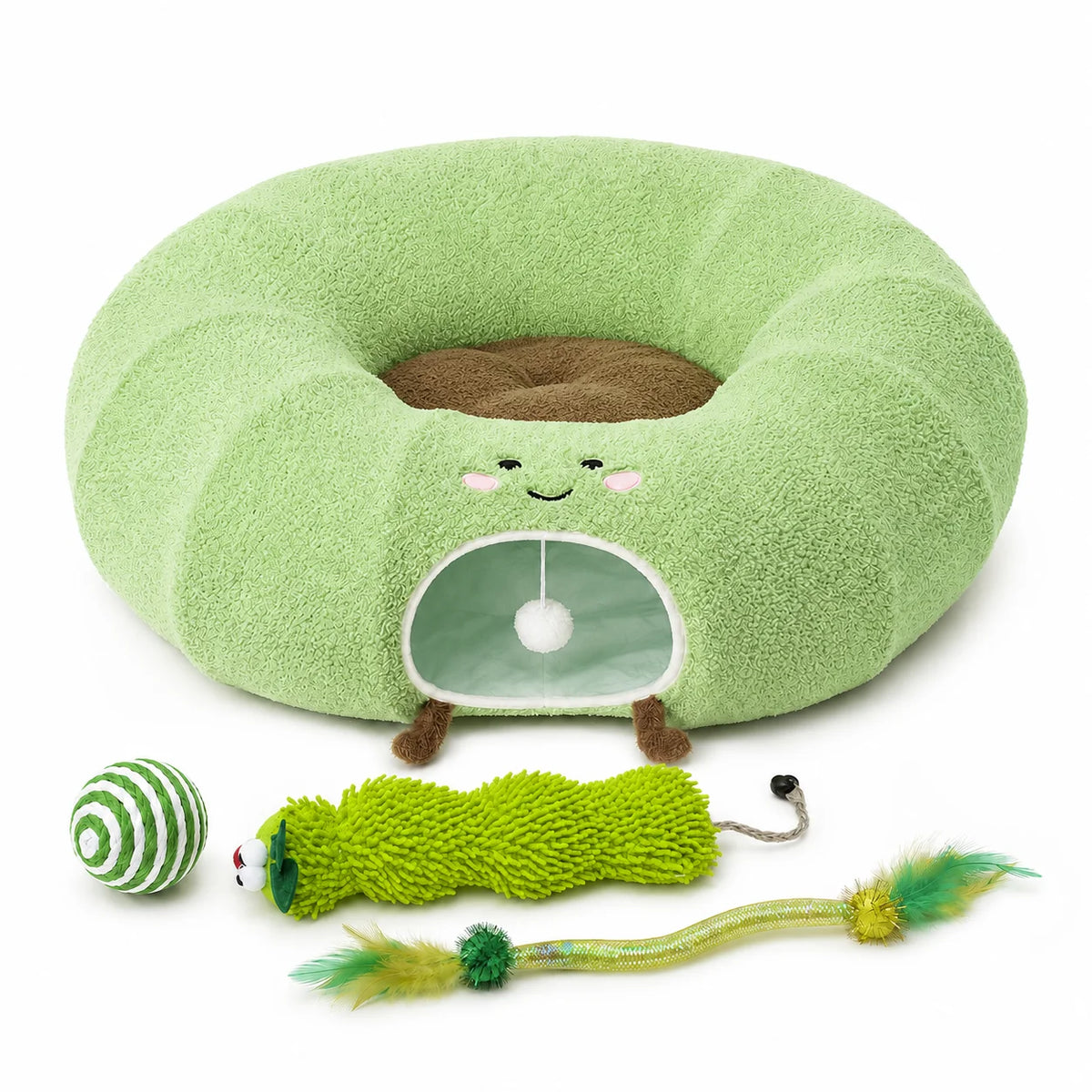 Convertible Cat Tunnel Bed With Donut Cushion For Indoor Cats