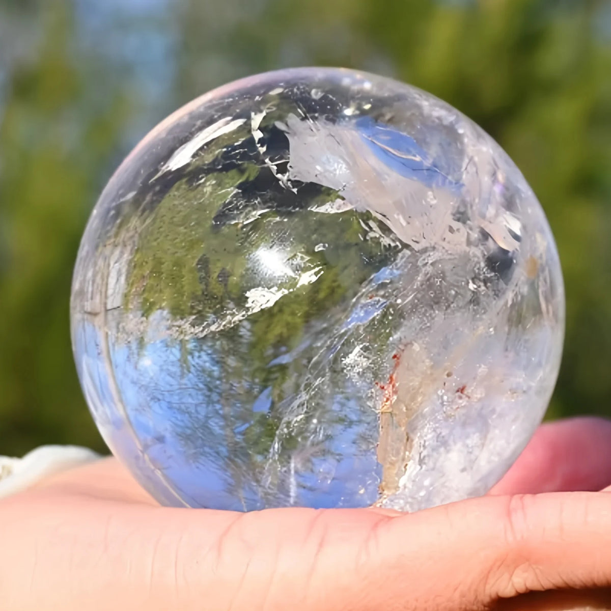 CrystalHola Clear Quartz Sphere Carved Ball For Home Decor Gift