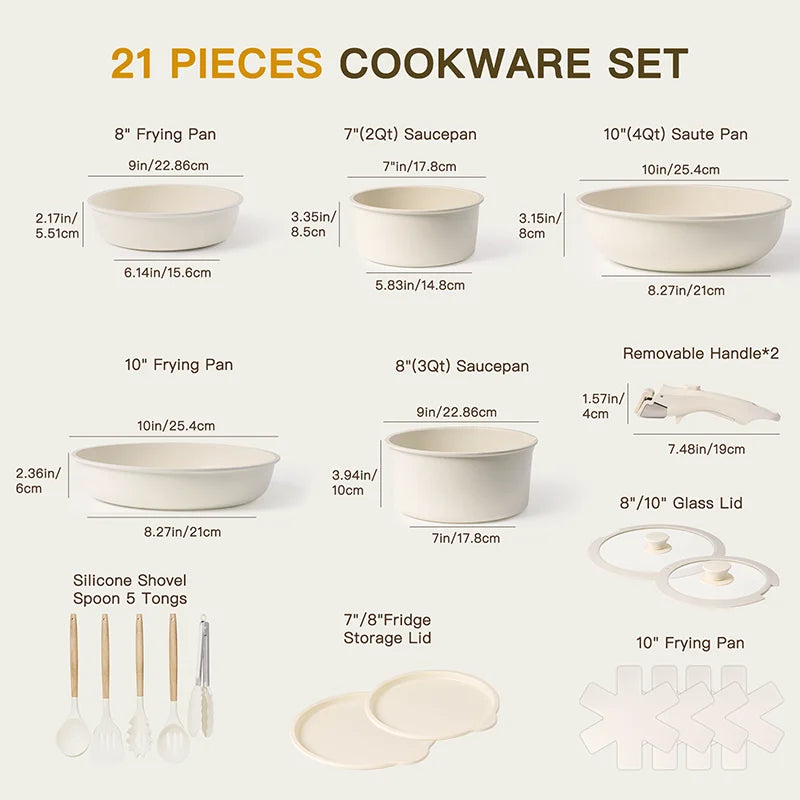 Astercook 21 Piece Pots And Pans Set Nonstick Cookware