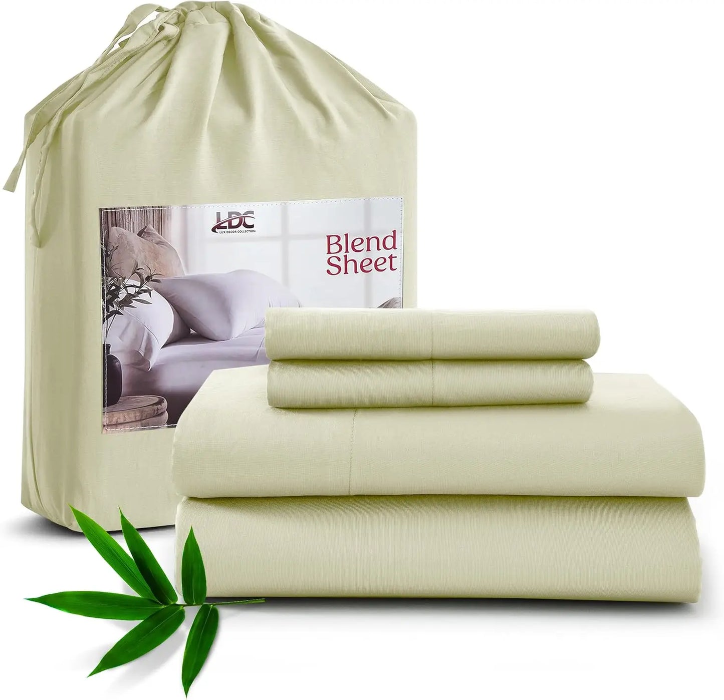 LDC Lux Decor Bamboo Rayon Bed Sheet Set Soft Hotel Luxury Bedding
