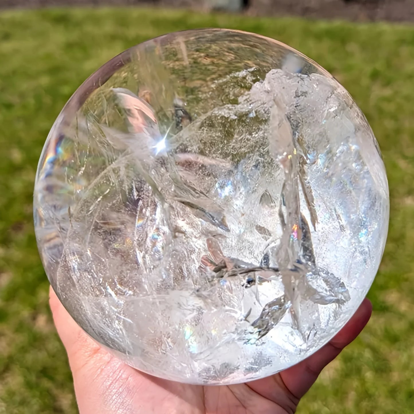 CrystalHola Clear Quartz Sphere Carved Ball For Home Decor Gift