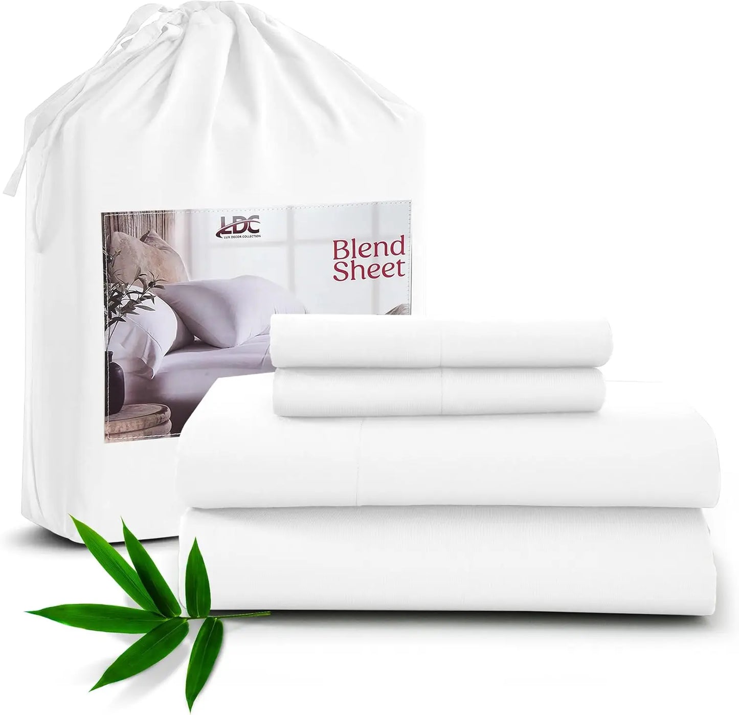 LDC Lux Decor Bamboo Rayon Bed Sheet Set Soft Hotel Luxury Bedding