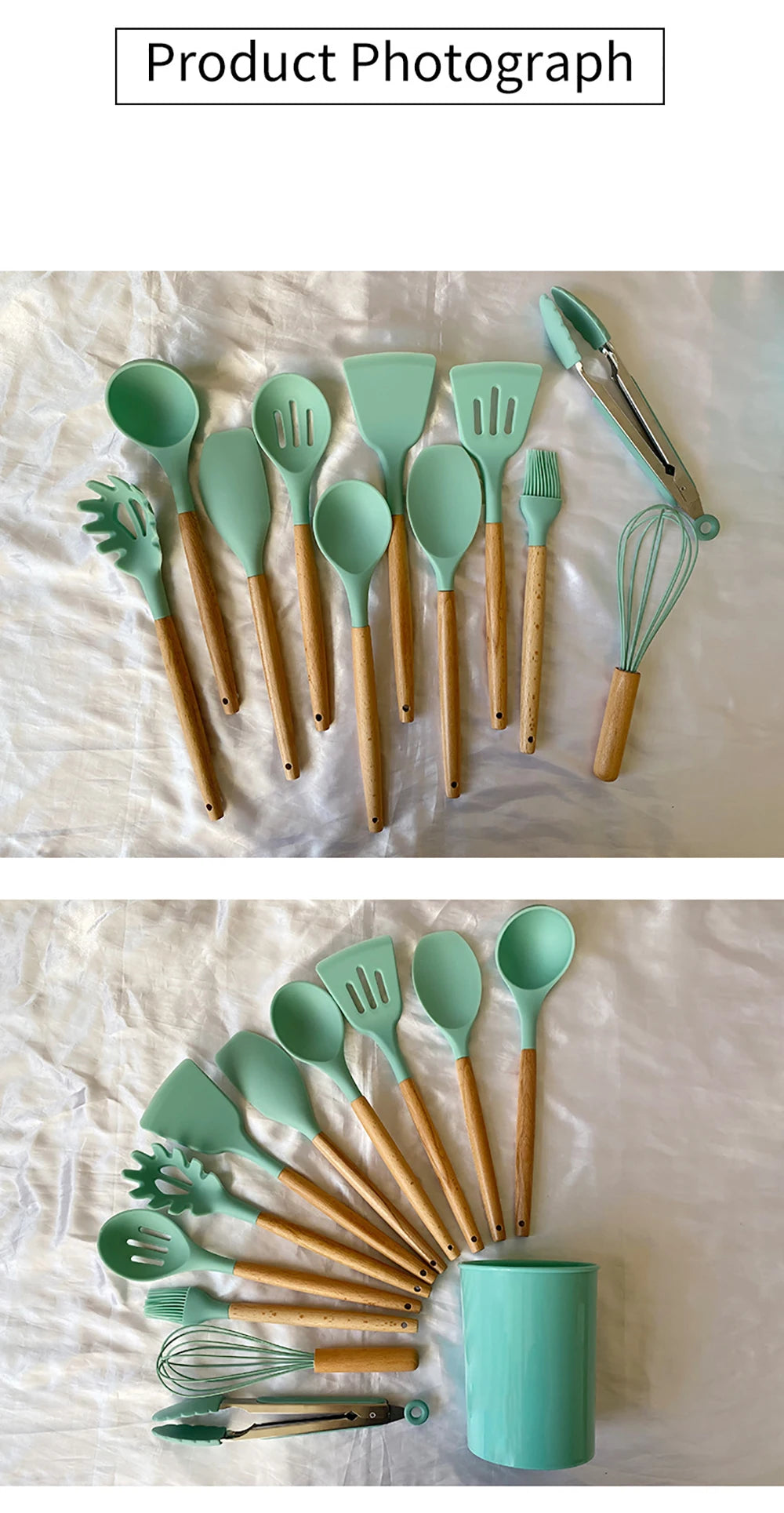 Feature Silicone Utensils Set Nonstick Spatulas Handles