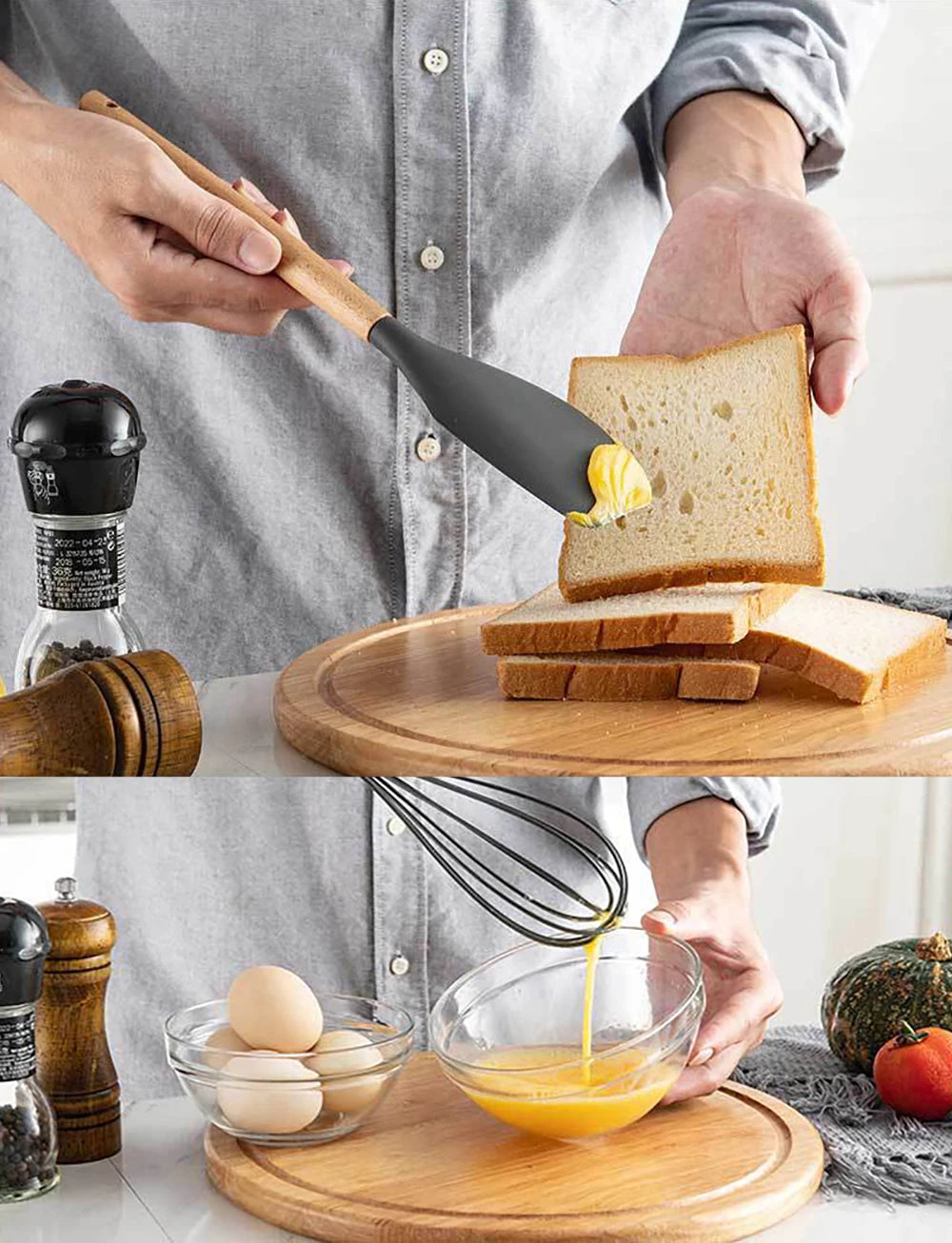 Feature Silicone Utensils Set Nonstick Spatulas Handles