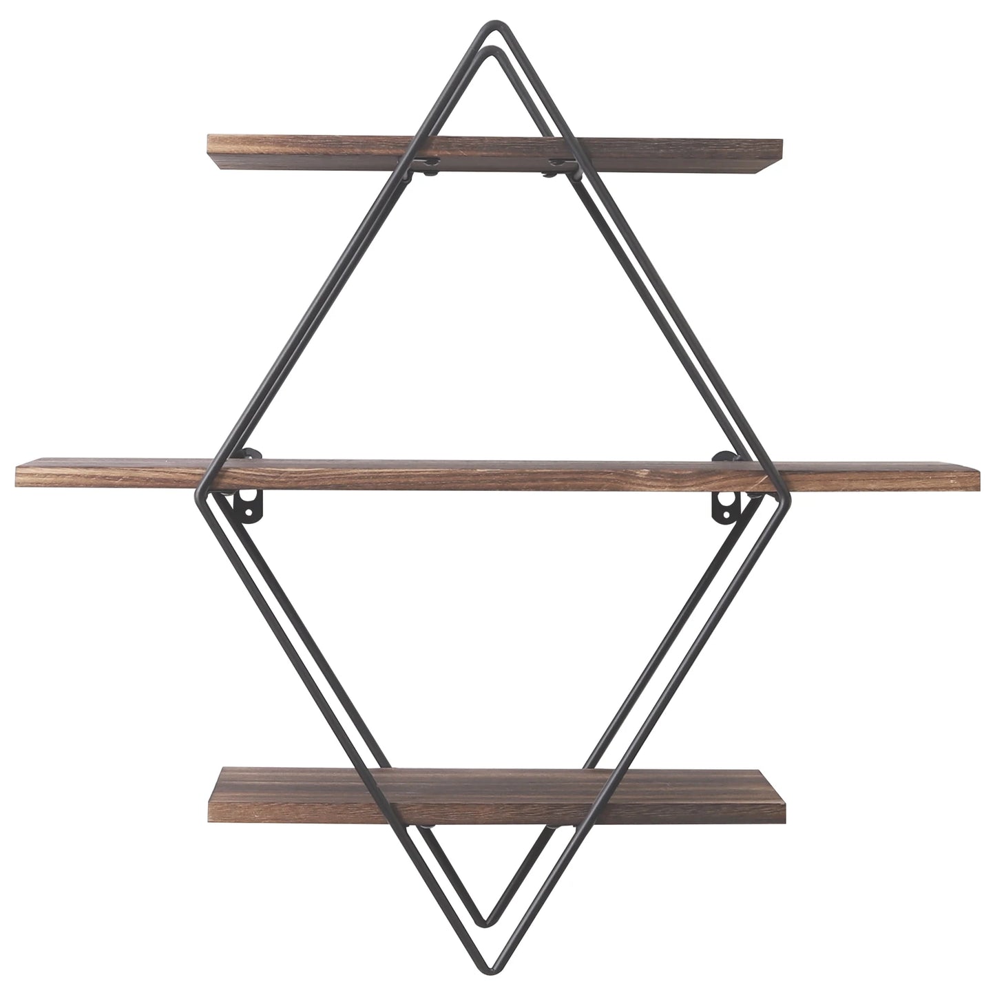 Three Tier Industrial Wood Floating Shelf Wall Mounted Rack