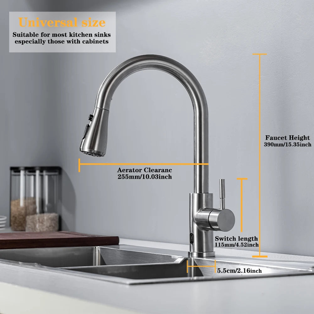 DQOK Touchless Pull Out Kitchen Faucet With Infrared Sensor