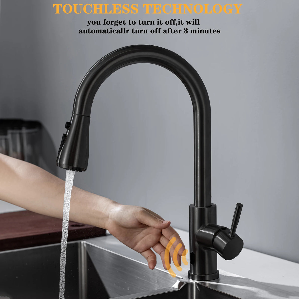DQOK Touchless Pull Out Kitchen Faucet With Infrared Sensor