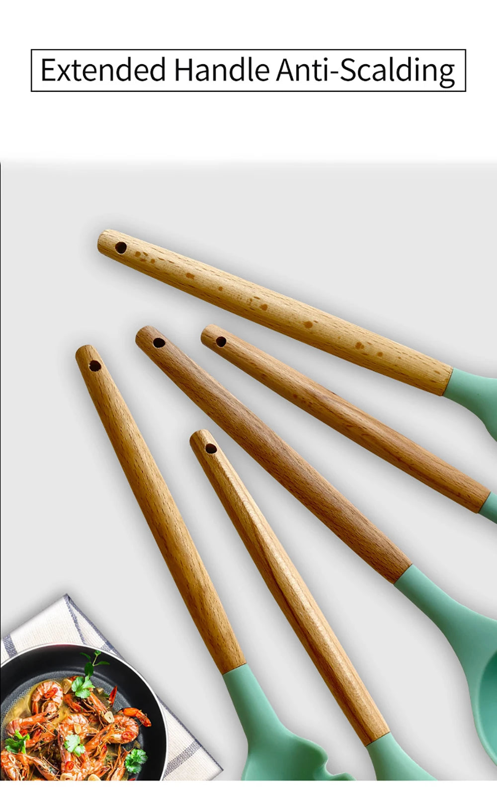 Feature Silicone Utensils Set Nonstick Spatulas Handles