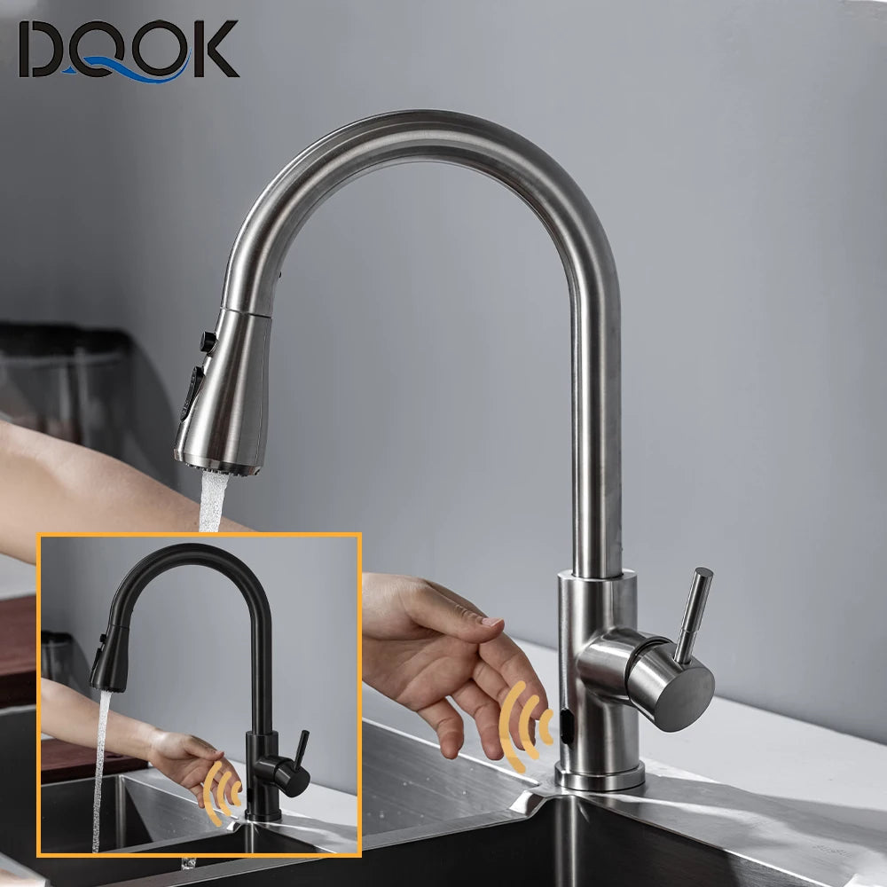DQOK Touchless Pull Out Kitchen Faucet With Infrared Sensor