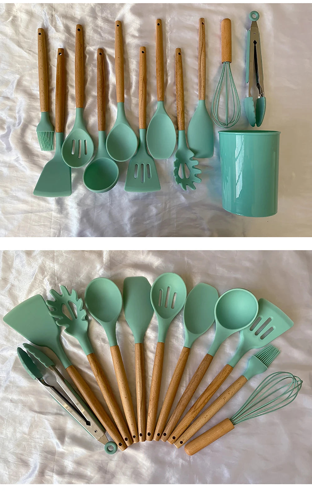 Feature Silicone Utensils Set Nonstick Spatulas Handles