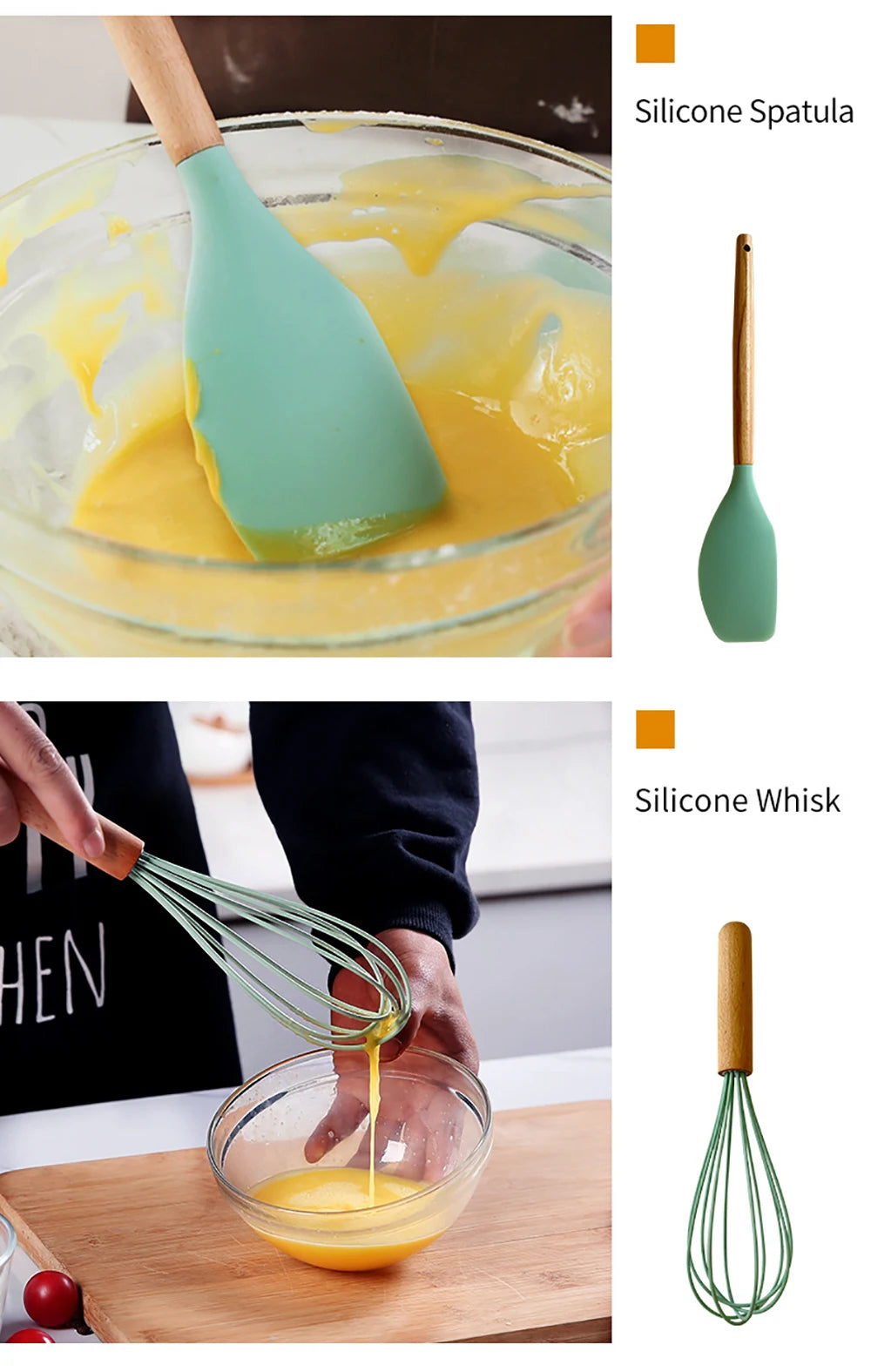 Feature Silicone Utensils Set Nonstick Spatulas Handles