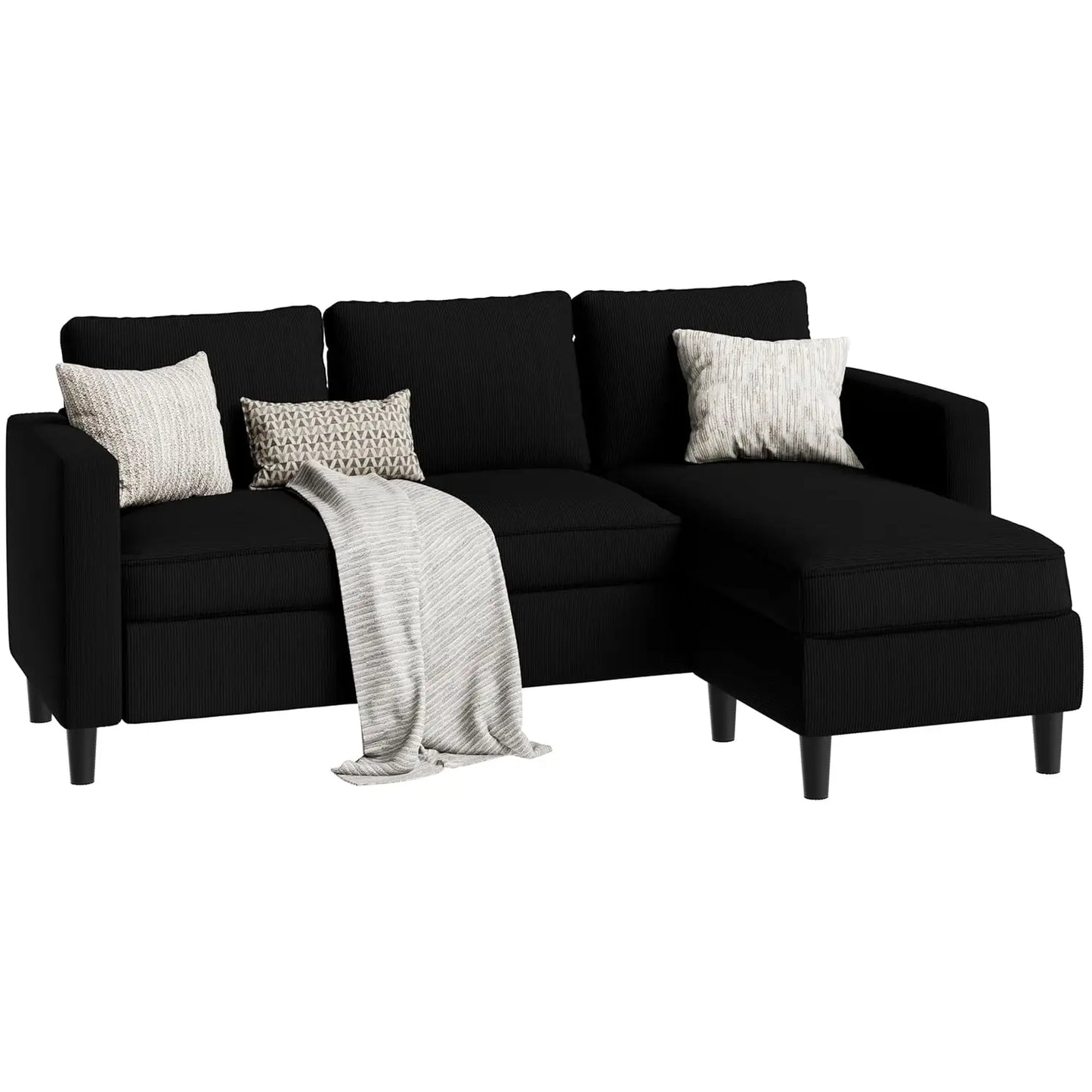 Modular L Shaped Sectional Sofa With Movable Ottoman Deep Seat