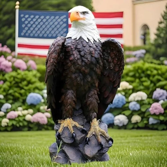 Bald Eagle Resin Statue Outdoor Garden Decor Majestic Hand Painted
