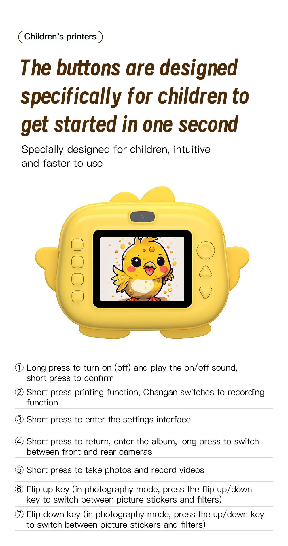 Kids Instant Print Camera 16G 1080P HD Photo Printer Gift