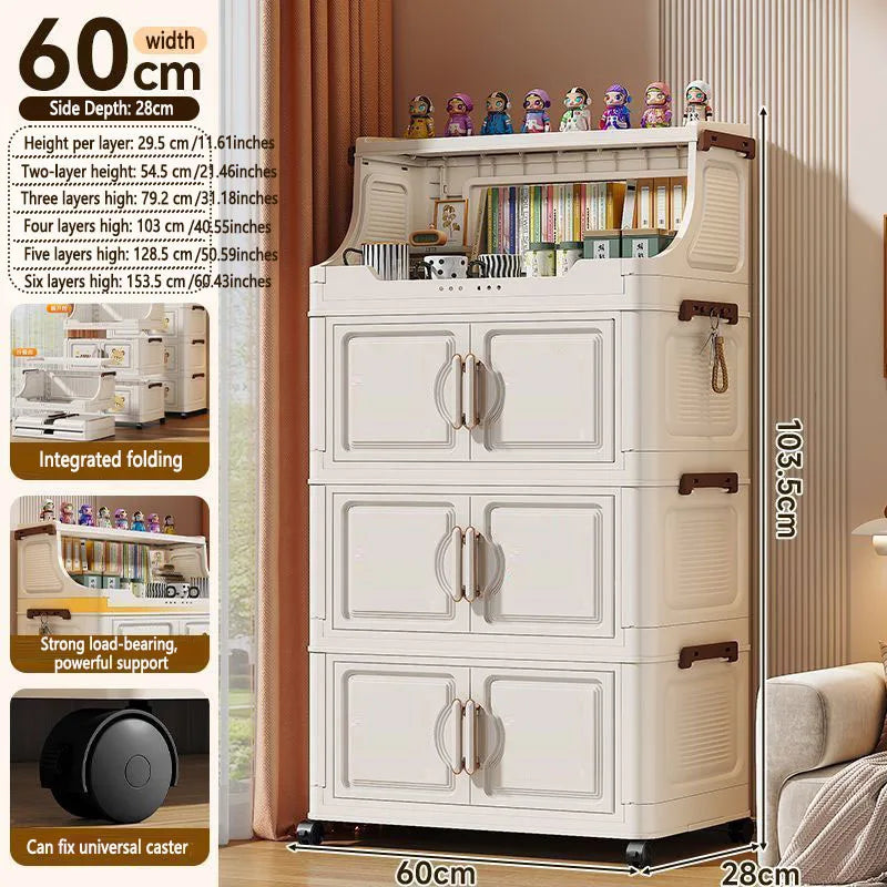 Foldable Plastic Multi Tier Storage Rack For Living Room