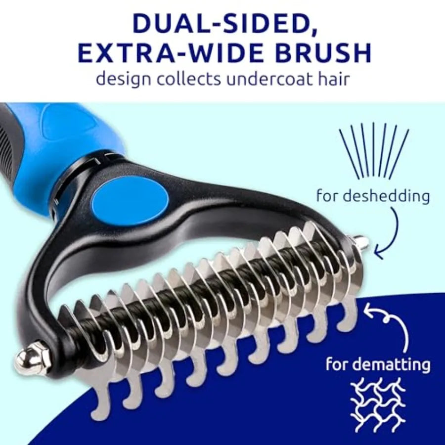 Double-Sided Deshedding Brush for Indoor Cats and Dogs