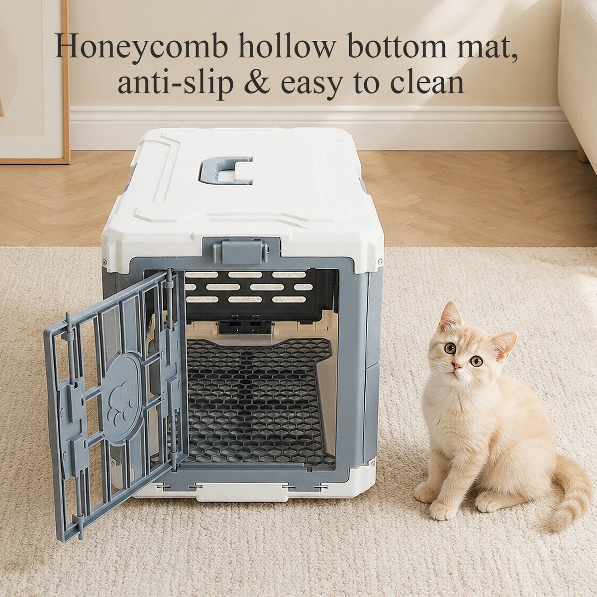 Road Foldable Pet Carrier with Secure Lock Door