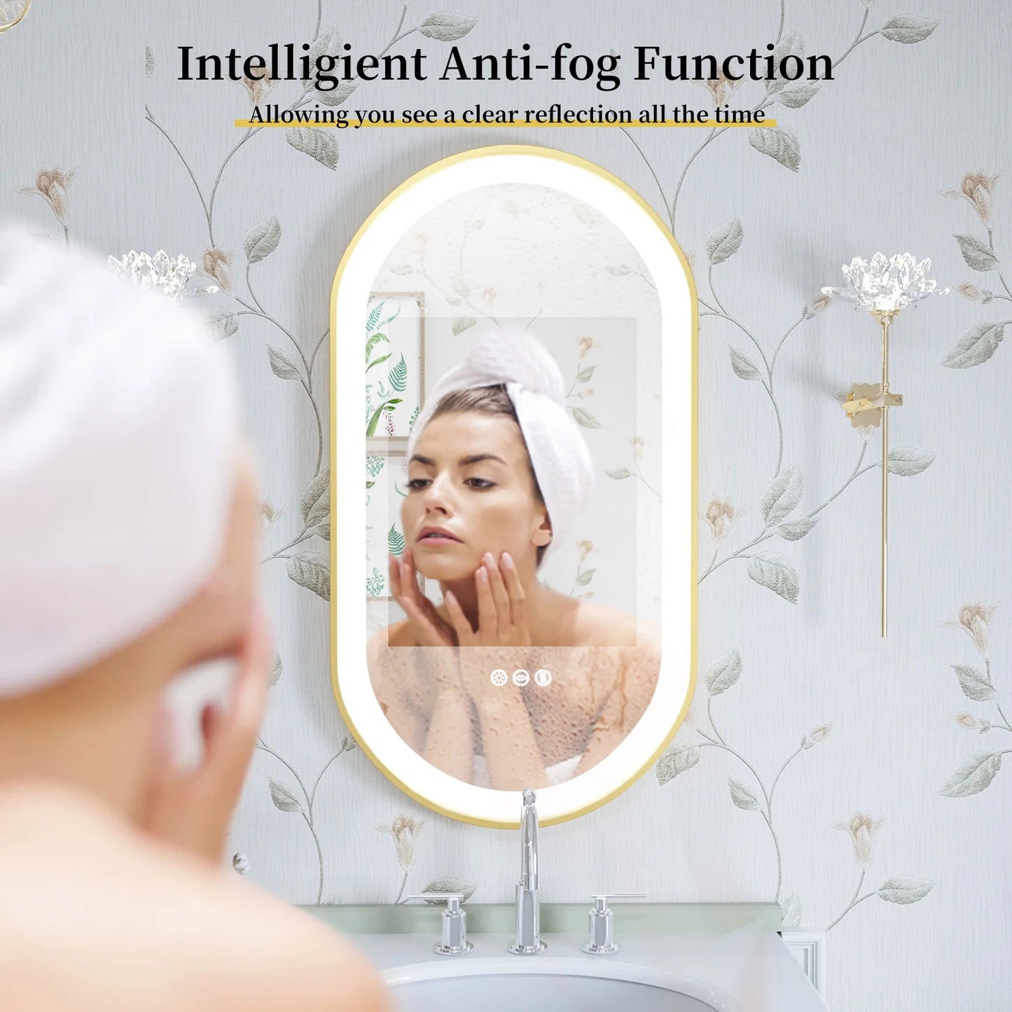 Wisfor Dimmable Led Oval Vanity Mirror Wall Mount Anti Fog