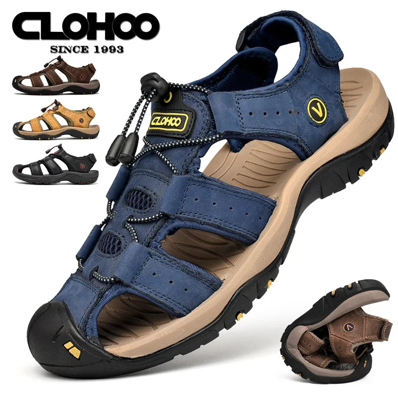 CLOHOO Men's Breathable Beach Sandals Slip On Shoes