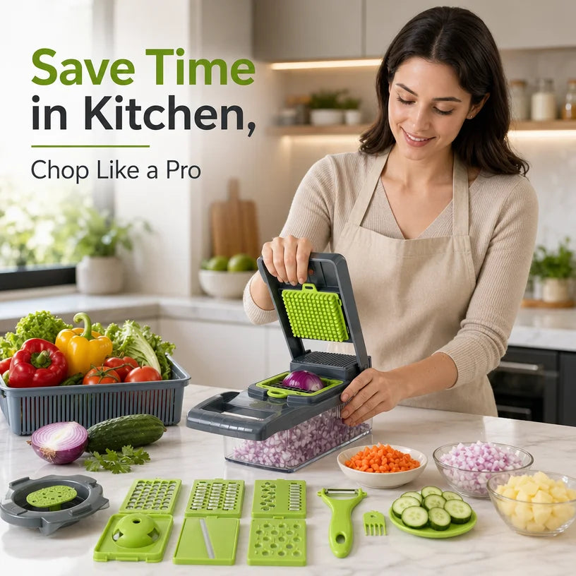 Multi Blade Stainless Steel Vegetable Chopper For Kitchen Meal Prep