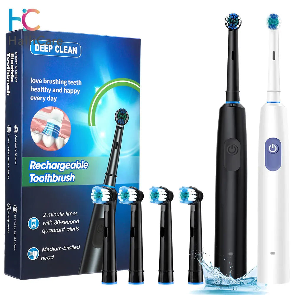 AFDEAL Electric Toothbrush Rotating Rechargeable With 4 Heads And 5 Modes