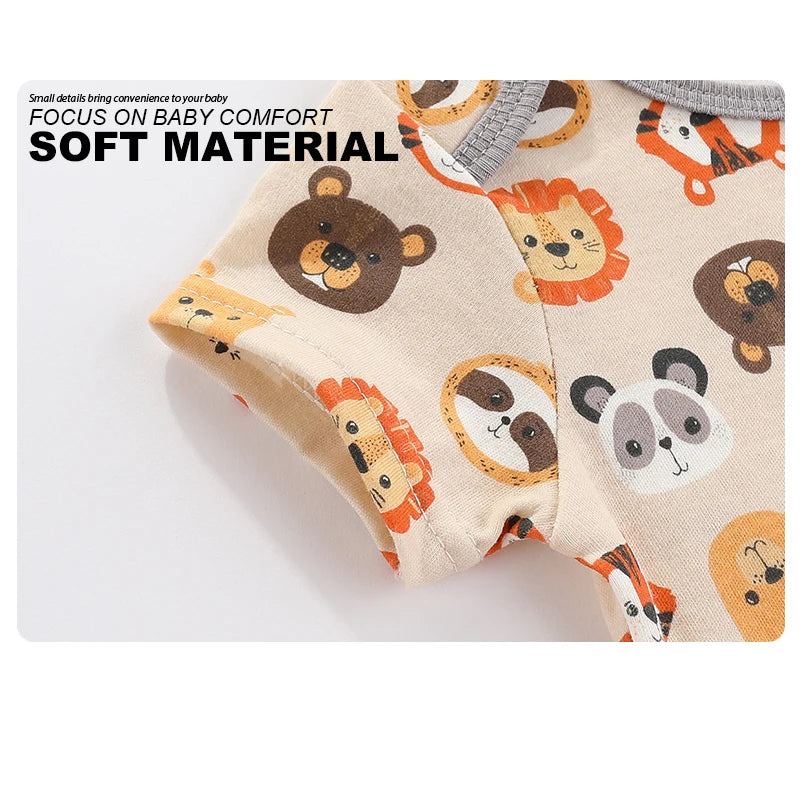 Summer Cartoon Baby Bodysuits 100 Percent Cotton Unisex