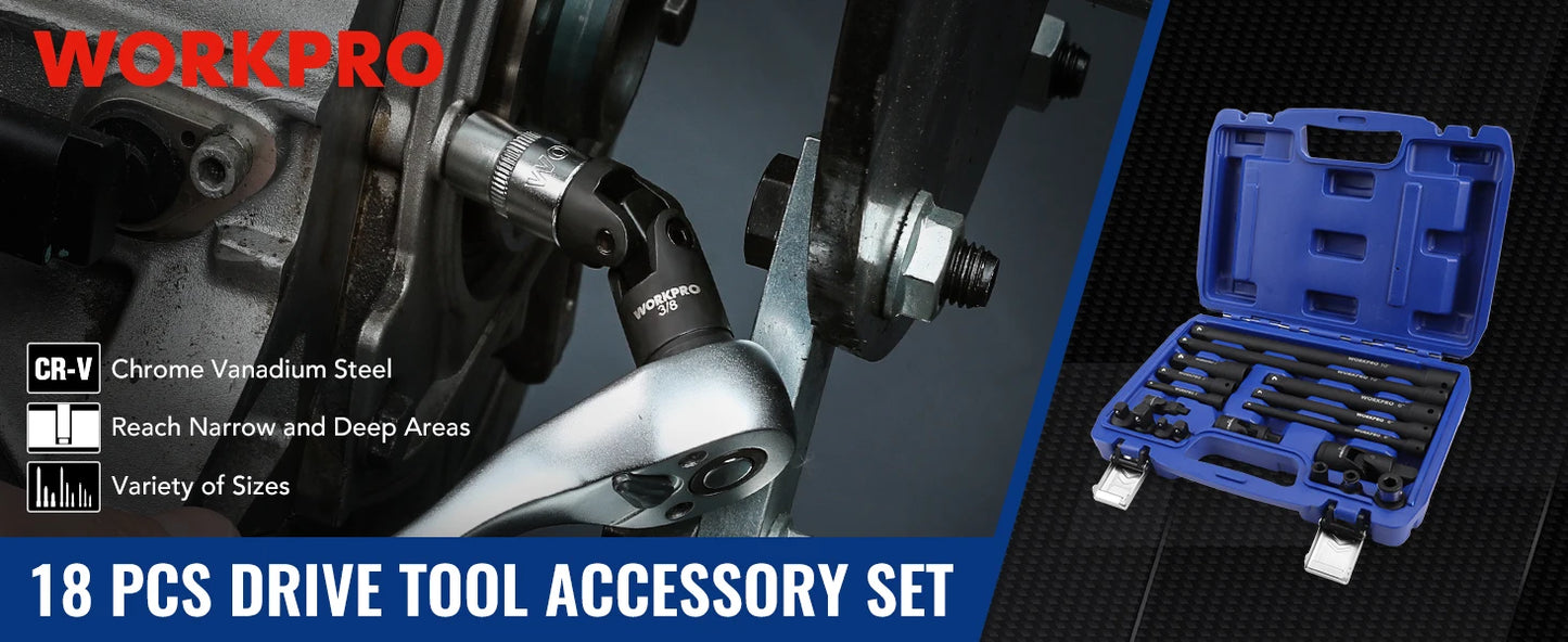 WORKPRO 18Piece Drive Tool Accessory Set With Socket Adapters