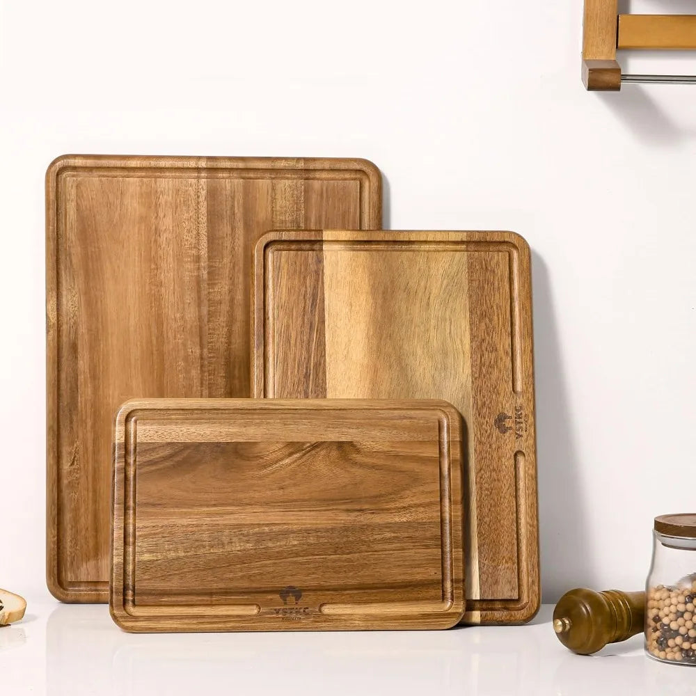 YSTKC Acacia Wood Cutting Board Set Of 3 For Kitchen