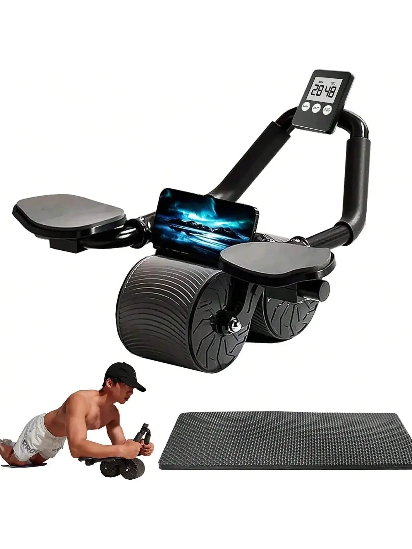 Ab Roller Wheel For Core Muscle Training With Timer Design