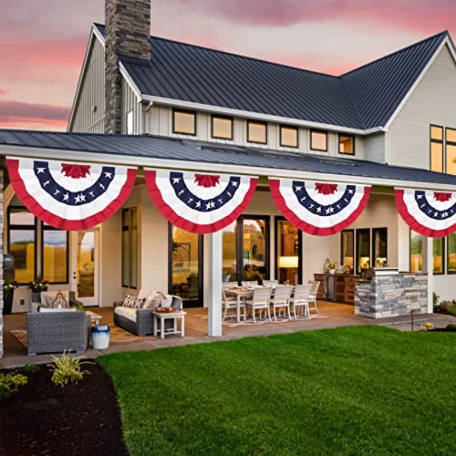 American Pleated Fan Flag Bunting Patriotic Banner Indoor Outdoor