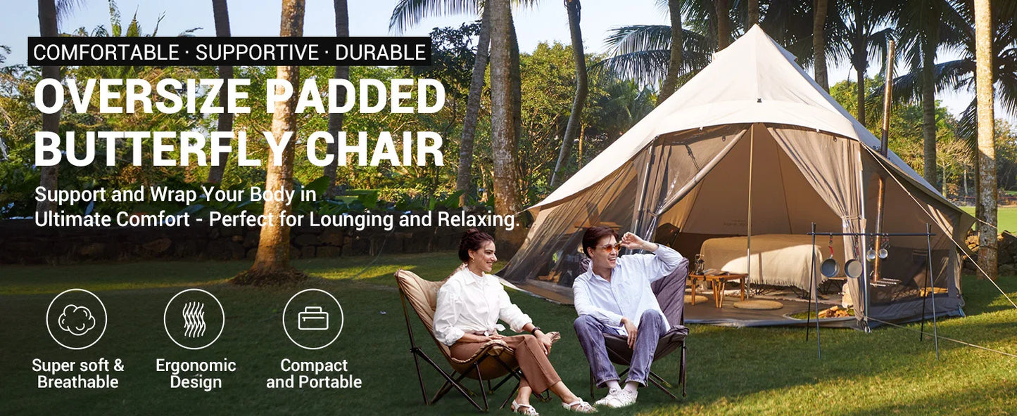 KingCamp Premium Upholstered Butterfly Camping Chair Portable Foldable For Travel