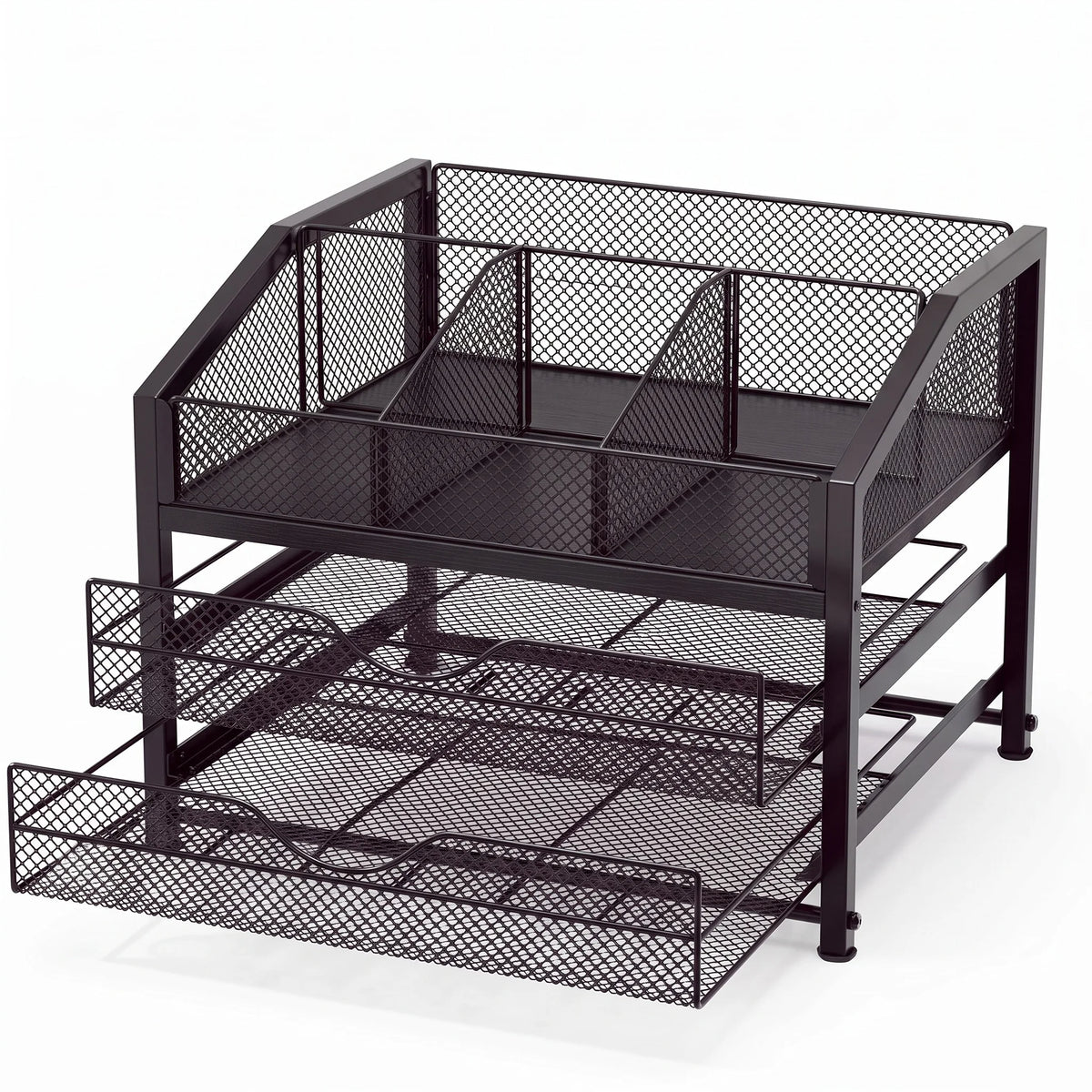 Countertop Coffee Station Organizer with K Cup Pod Storage Basket