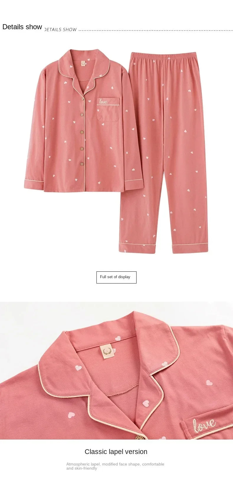 Guangdong Women Cotton Pajamas Set Button Down Nightwear