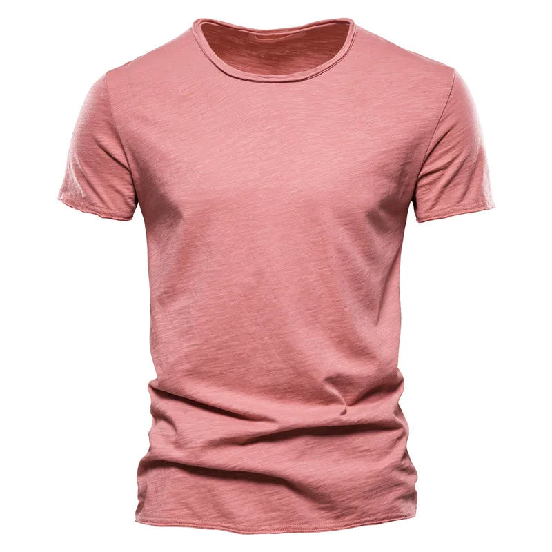 Mens Cotton T Shirt O Neck Short Sleeve Solid Casual Top