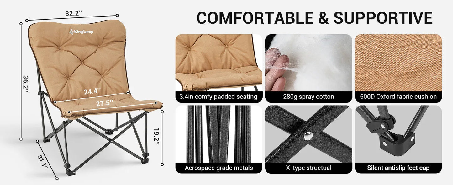 KingCamp Premium Upholstered Butterfly Camping Chair Portable Foldable For Travel