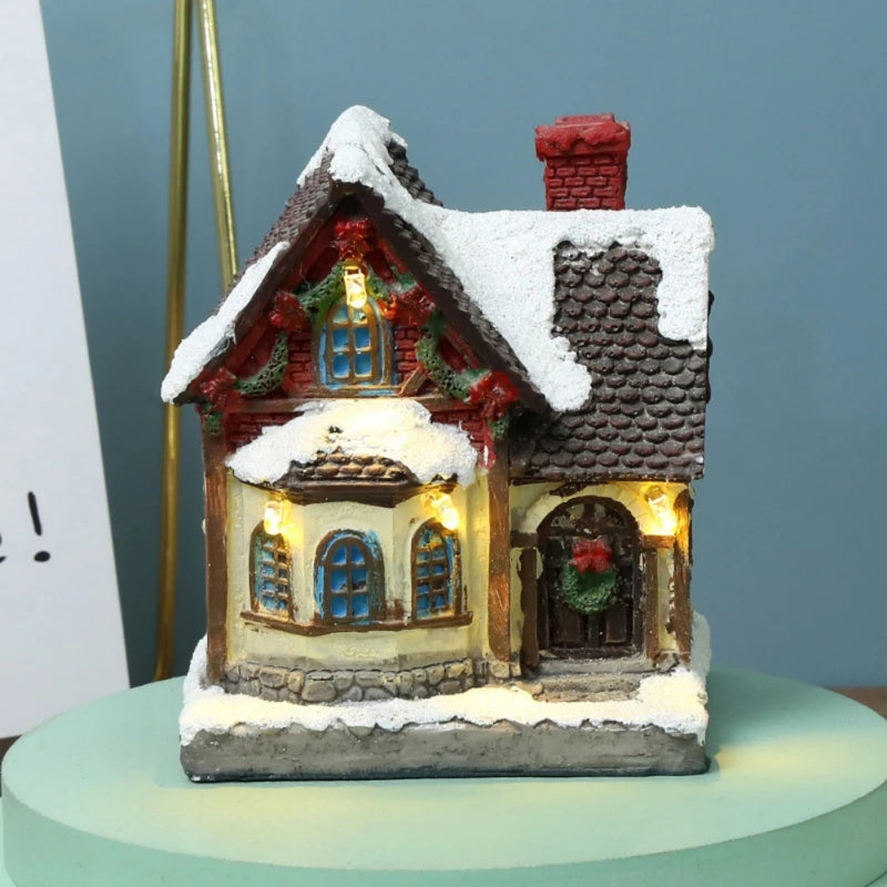 Luminous Resin LED House Village Ornament For Christmas Display