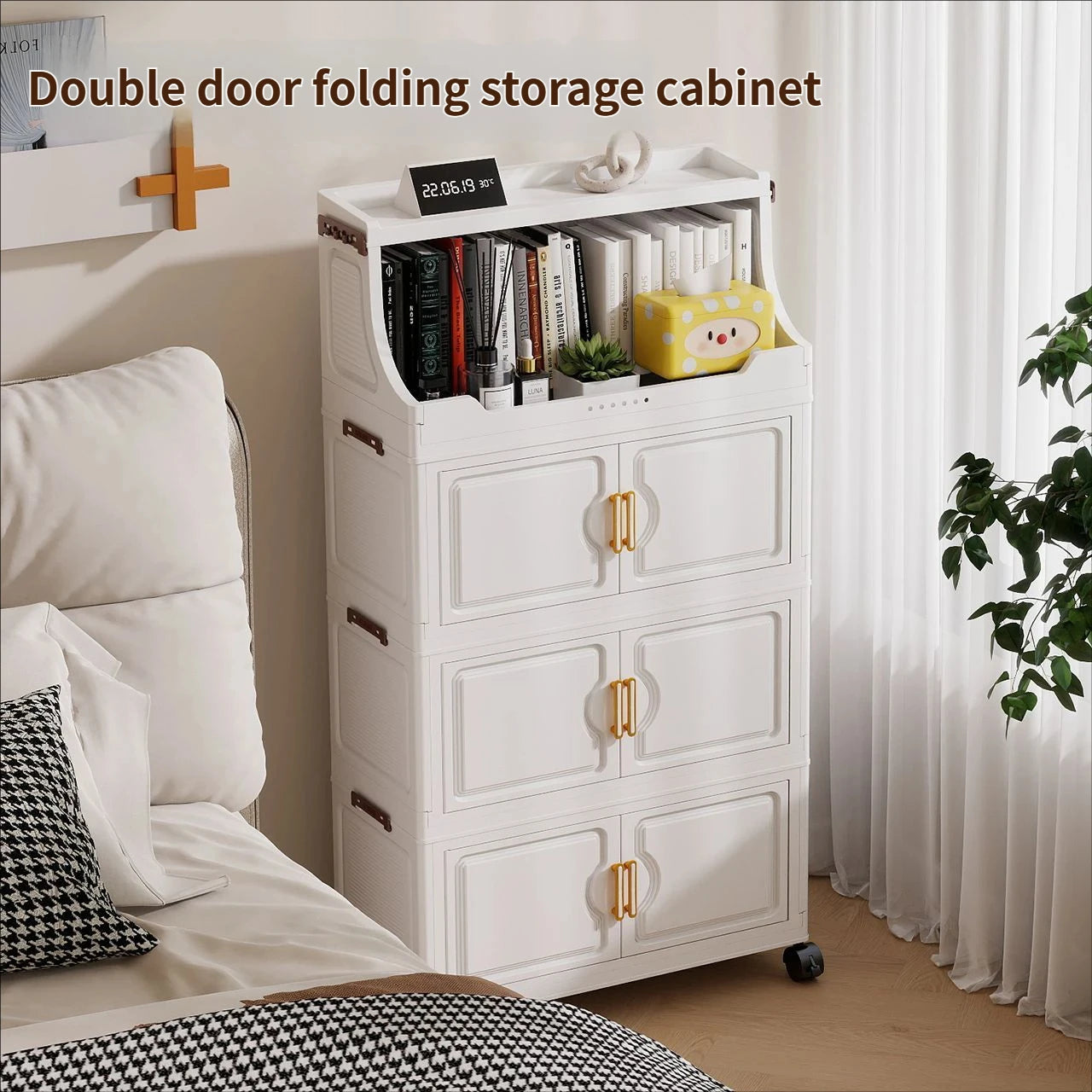 Foldable Plastic Multi Tier Storage Rack For Living Room