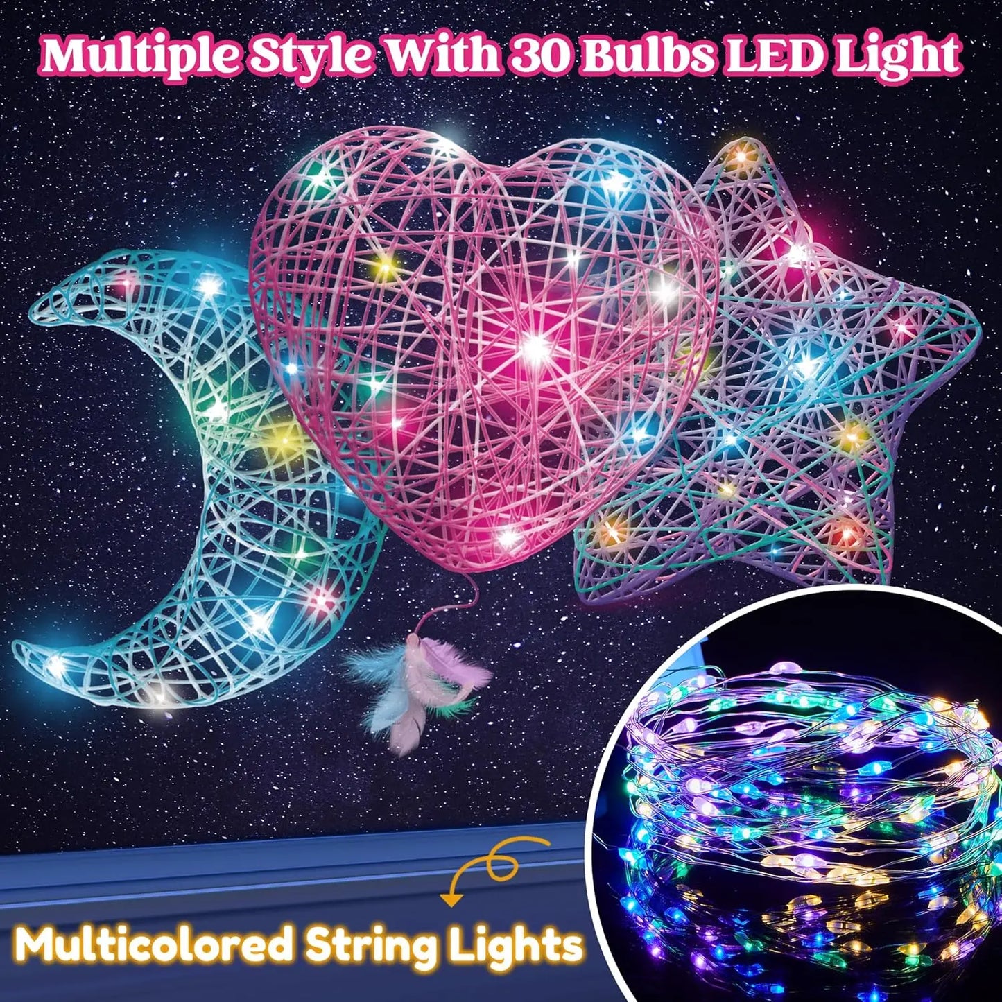 Joyfy ThreeDimensional String Art Kit Light Up LED Bulbs Set