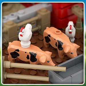 HOGOKIDS Farm Barn Building Set With Light Windmill Tractor Animals