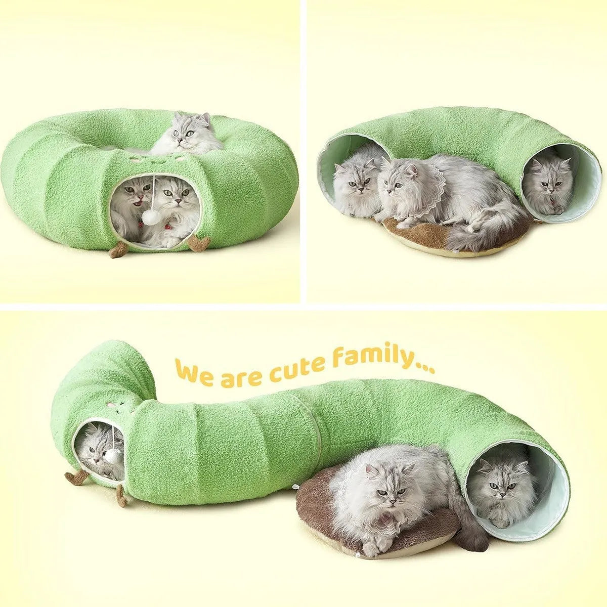 Convertible Cat Tunnel Bed With Donut Cushion For Indoor Cats